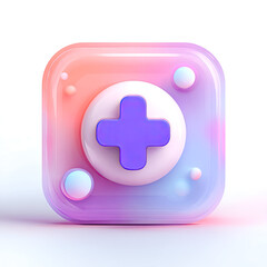 Fototapeta premium 3D square app icon, vibrant gradient, plus sign