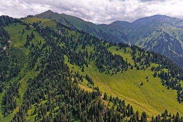 Ile-Alatau National Park. Mountainous area with different vegetation near Almaty. The Tian Shan...