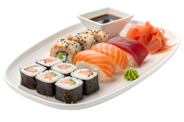Japanese cuisine  delicious sushi set nigiri PNG Image