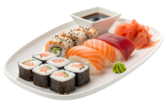 Japanese cuisine  delicious sushi set nigiri PNG Image