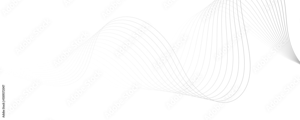 Poster abstract white and gray background. abstract linear flowing particles future technology concept abst