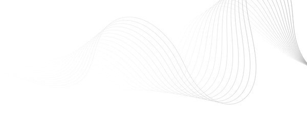 Abstract white and gray background. Abstract linear flowing particles future technology concept abstract wave curve lines banner.  