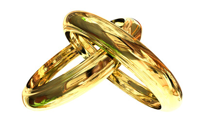 marriage ring golden pair blcak background - 3d rendering
