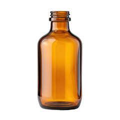 Amber glass bottle, short and squat, with a smooth, rounded lip