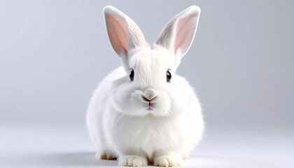 Cute rabbit white color and on white background, Generated with AI.