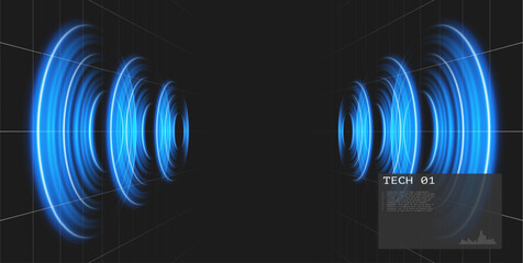 Circle sound wave visualization. Wifi range. Signal concentric circle. Round light effect. Radio station signal. Water ripple with circle waves. Abstract music background.