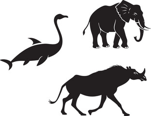 Fototapeta premium animal silhouette vector, Bundle icons and white background 