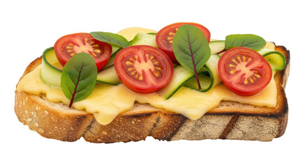Isolated Open Faced Sandwich with Cheese and Tomatoes