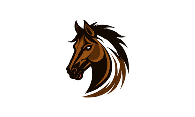Fierce Stallion Logo – Rich Brown Horse with Bold Black Mane and Intense Eyes