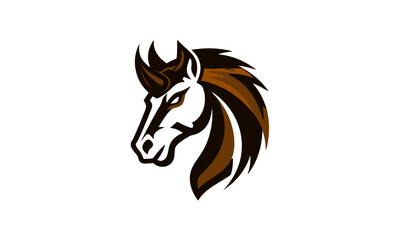 Bold Horse Head Logo – Brown Stallion with Striking Black Mane Accents