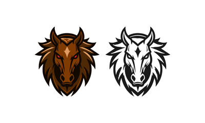 Horses Head Logo – Bold Brown and White Horses with Strong Expression