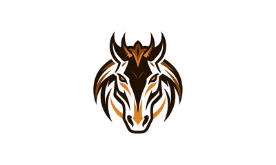 Fiery Horse Head – Fierce and Dynamic Brown Orange Stylized Logo