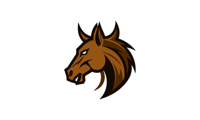 Brown Stallion Head Logo – Powerful Racehorse Vector for Sports or Farm Branding