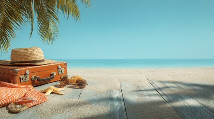 summer vacation concept, travel background with copy space