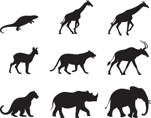 Obraz premium animal silhouette vector, Bundle icons and white background 