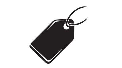 Black price tag icon on white background, vector illustration