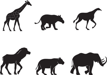 Fototapeta premium animal silhouette vector, Bundle icons and white background 