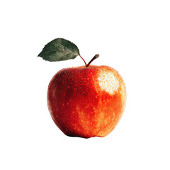 Red apple with leaf on black background