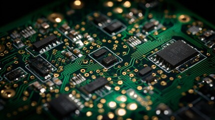 Cutting-edge PCB with visible integrated circuits and modern solder points