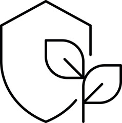 Leaf next to Shield Minimalistic Symbol for Web and Graphic Design, Apps, Banners, Social Network and Cards