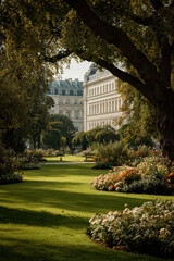 Obraz premium capture serene beauty of european capital parks and green spaces devoid of visitors