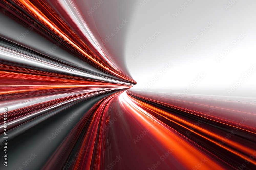 Poster a dynamic abstract image featuring streaks of red, orange, black, and white light converging toward 
