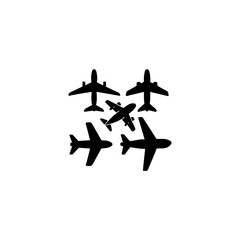 
Set of silhouettes of airplanes 