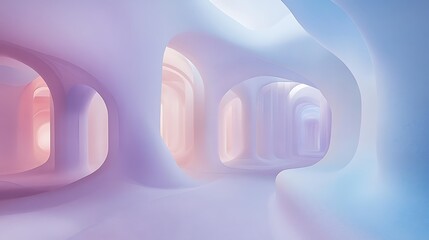 Obraz premium Abstract architectural interior with arches and soft pastel gradients for modern design