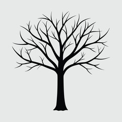 Obraz premium Minimal Tree Silhouette Vector Black and White Simple Design for Nature Backgrounds