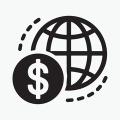 Global currency symbol icon globe dollar