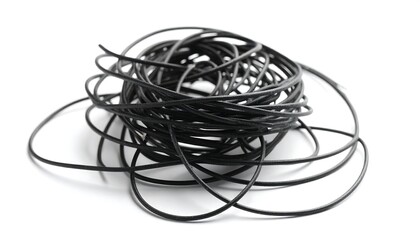 A tangled ball of black wire