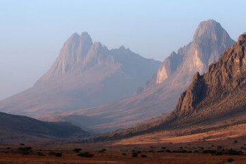 Naklejka premium capture breathtaking beauty of african mountains showcasing vast landscapes and diverse ecosystems