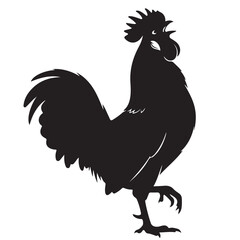 Black rooster silhouette, illustration for design element, vector art