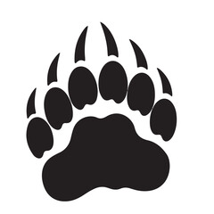 Black bear paw print illustration on white background, design element
