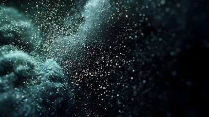 Obraz premium Intricate Close-Up of Dust Particles in a Dynamic Magnetic Field with Vivid Neodymium Magnet Under Dark Cosmic Conditions