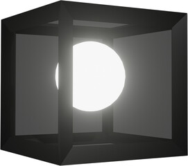 Minimalist Abstract LED Light in Black Frame &ndash; 3D Render png