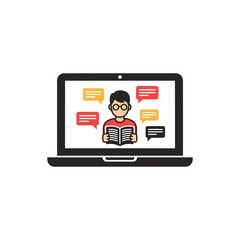 Business concept illustration of people interacting with social network icons on a mobile tablet PC screen