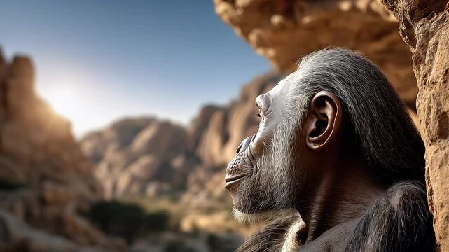 Detailed ape like primate portrait
