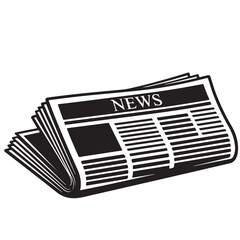 Black and white illustration of a newspaper with the word "NEWS" on top.