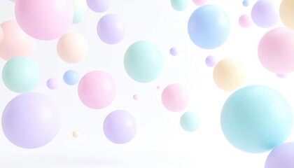 Soft Pastel Spheres Floating In A Minimal White Background