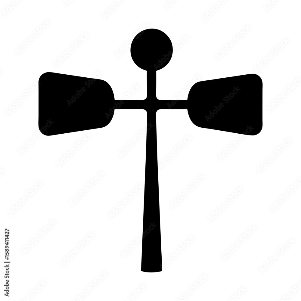 Poster abstract black object resembling a lamp or signpost on a white background