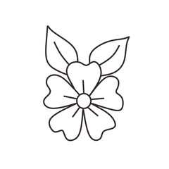 Decorative Flower with Leaf Illustration Line Art Design