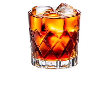 Amber Cocktail in Cut Glass Tumbler with Ice