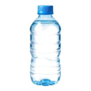 Clear bottle of water with a blue cap. isolated-3d-on-transparent-background