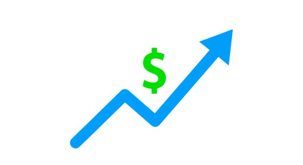 Upward trending blue graph showcasing financial growth and profit increase.