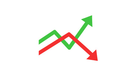 Two contrasting line graphs illustrate fluctuating upward and downward trends.