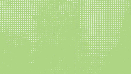 Green halftone dot texture background. Grunge retro comic pattern backdrop. Soft pop art raster vintage abstract layout.