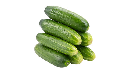 fresh cucumber stack isolated on transparent background