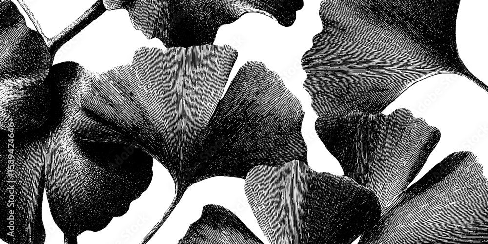 Poster intricate ginkgo leaf pattern for design decoration and botanical art projects