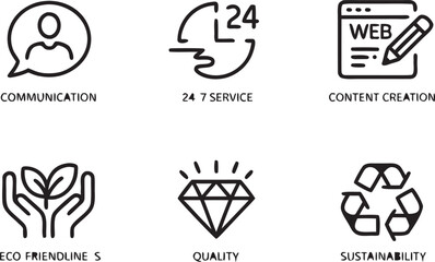 Minimalist Line Icon Set of Six Musical Instruments collection